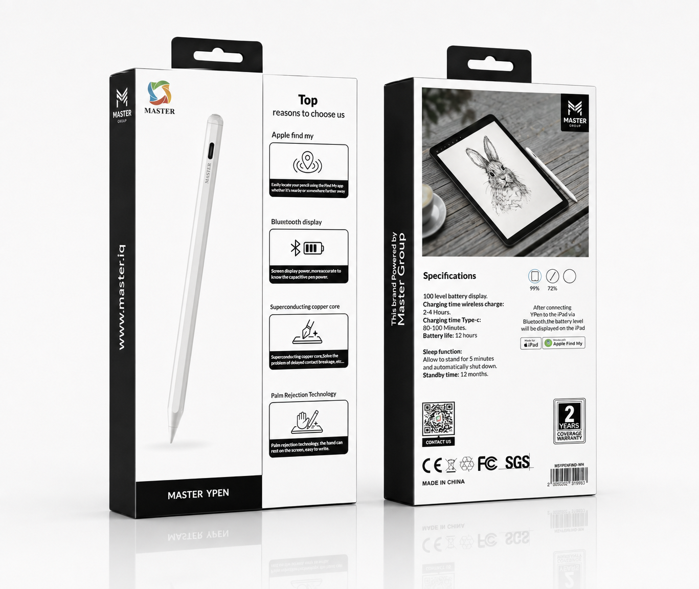 Master YPen retail packaging shown from the front and back