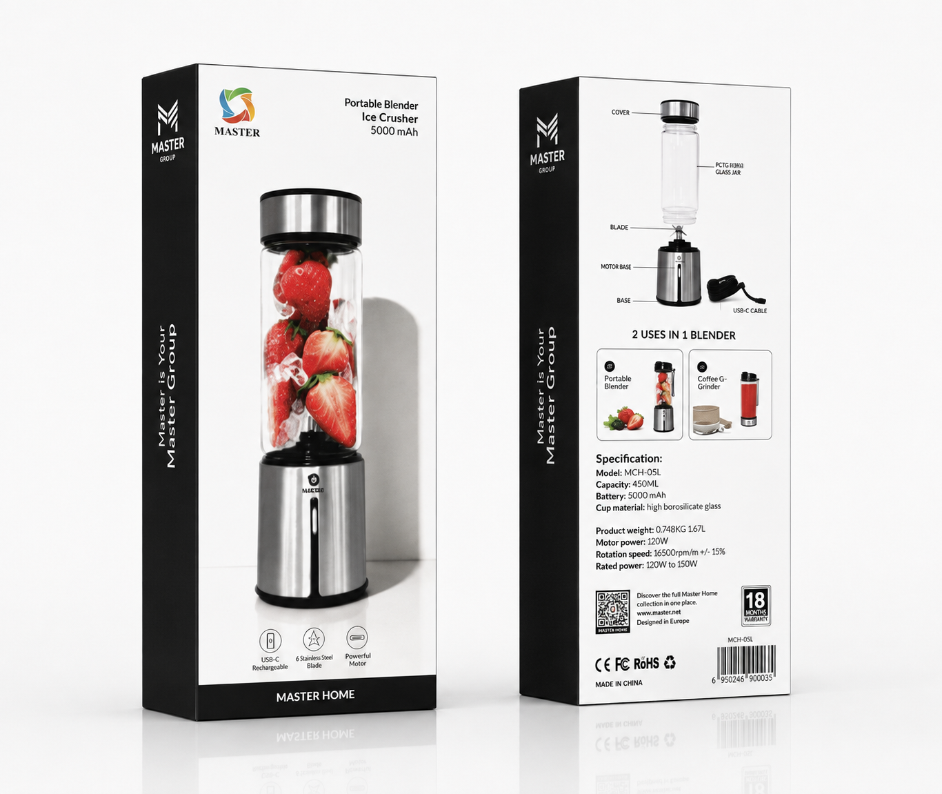 Master Group Portable blender packaging mockup