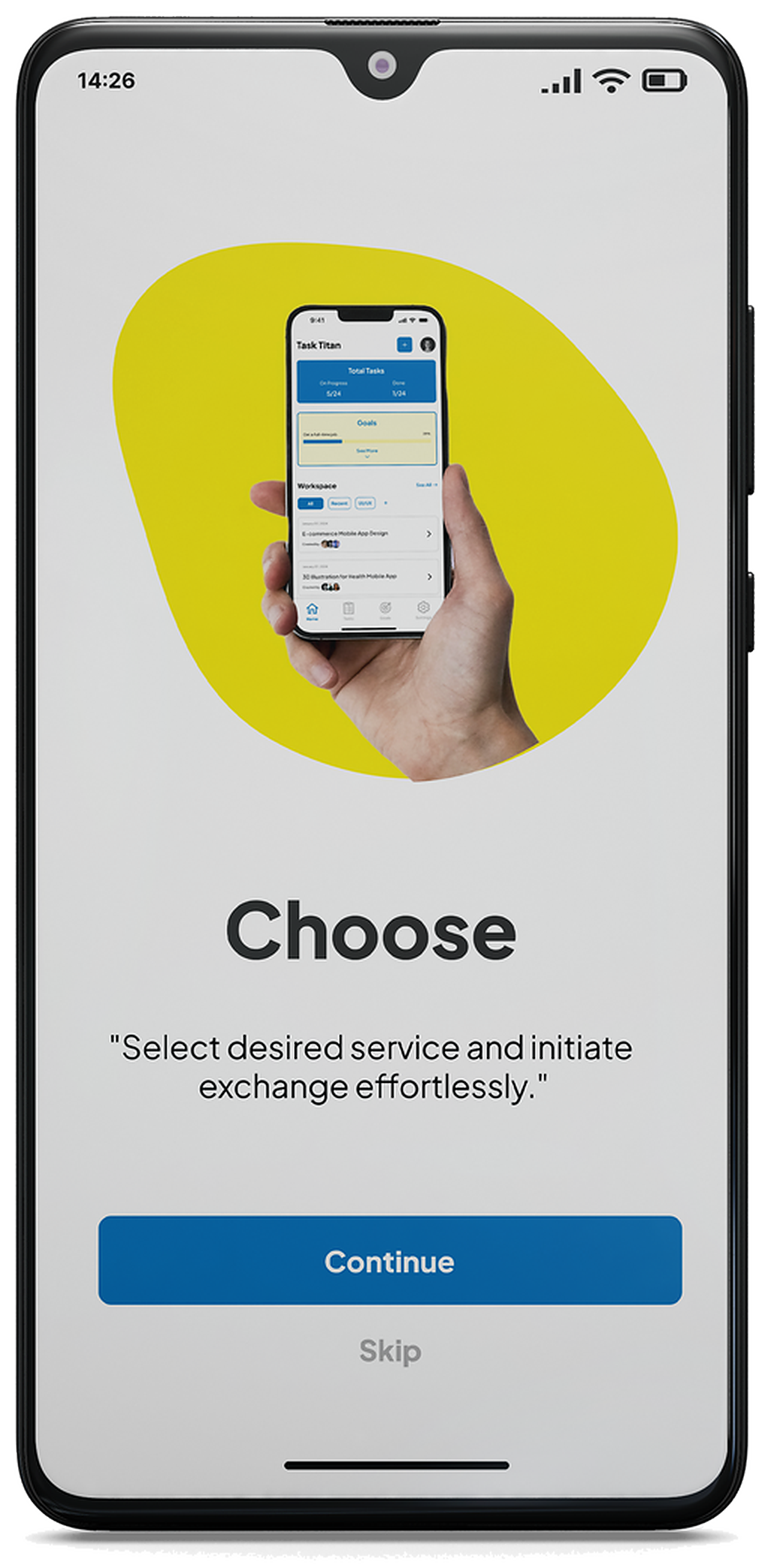 Shrift service selection screen