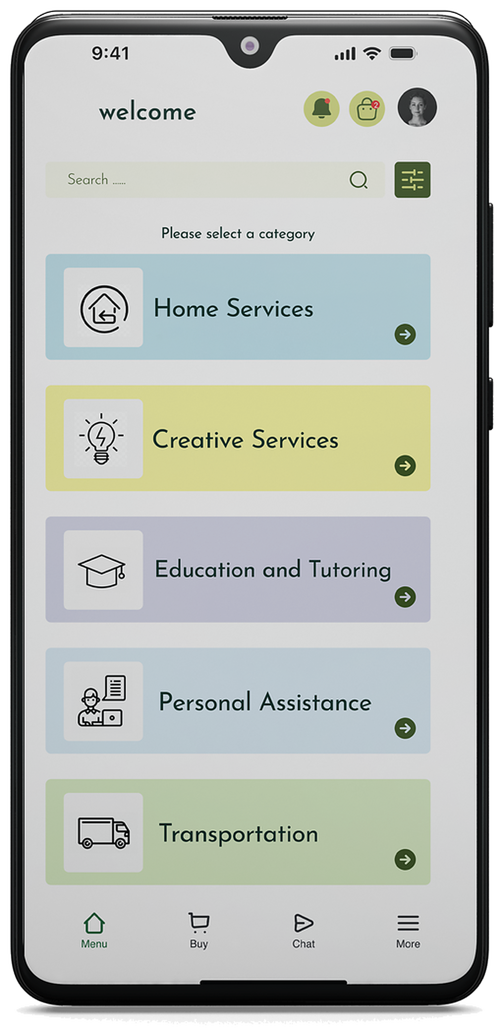 Shrift service request screen